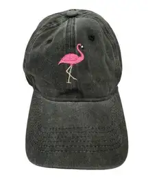 Flamingo Embroidered Black Baseball Cap Unisex Adjustable Casual Hat