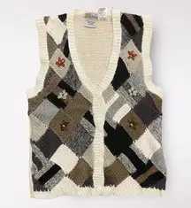 Huntington Ridge Vintage Hand Knitted‎ Buttoned Sweater Vest Womens Medium Fall