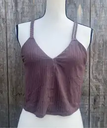 New Aerie Tank/Cami Size Large V Cut Slit Racerback Double Straps Crochet Back