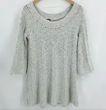 Free People  Sweater Dress Oatmeal Cable Knit Medium New