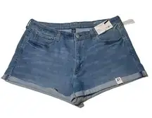 NWT Medium Wash Denim Blue Jean Shorts Mid Rise Plus Size 21 23 New Arizona Jean