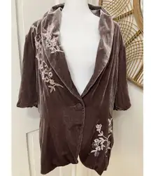 Karen Kane Silk Blend Velvet Embellished Cottagecore Jacket Boho Glam Whimsy M?