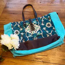 Myra XL Weekender Bag Tote Teal Blue