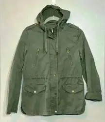 Love Tree Women's Utility Jacket Army Green Hooded Size Small‎