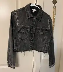 black denim studded jacket