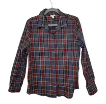 L.L.Bean Gray Red Plaid Flannel Button Down Shirt Classic Preppy Cabincore Large