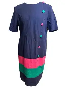 Vintage Willow Ridge Color Block Secretary Midi Dress Womens M