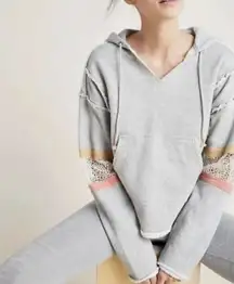 Free People Movement Womens Medium Grey Dream Catcher Hoodie Distressed Boho