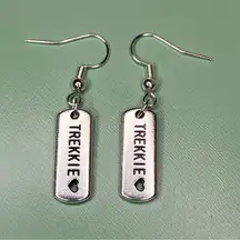 Silver Tone Trekkie Heart Cutout Earrings