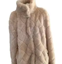 Beulah faux fur pink/beige jacket snap closure L