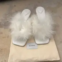 Sleeper White Fluffy Heels