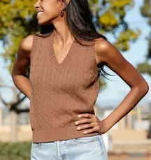 John Galt Brown Cotton Sweater Vest One Size