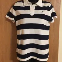 Izod women’s cute navy and white striped golf‎ shirt. Size M. EUC