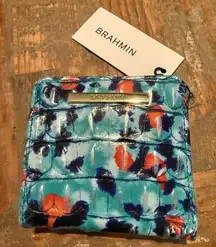 NWT Brahmin Jane Bifold Wallet Frisky Melbourne Leather Blue Print Classic