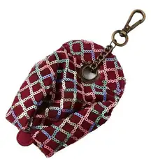 Free People Ruby Coin Purse NEW NWT Sequin Burgundy Purse Handbag Clip