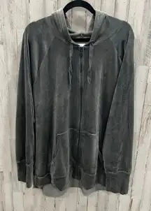 OFFLINE By Aerie After Party Velour Oversize Full Zip Hoodie Smoke Gray Size XXL