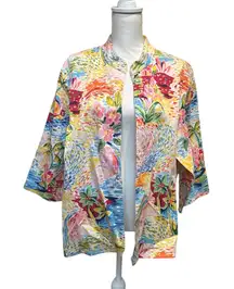 Coldwater Creek Floral and Fauna Out to‎ Sea Cotton Jacket Size 2XL