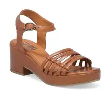 Miz Mooz NYC Graciela Heel Sandal Brandy Leather Sz 9.5/10 US 41 EU NIB Vacation