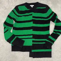 Nine‎ West XS Green And Black Knit Sweater