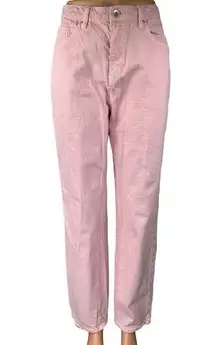 Zara Women's Pink High Waisted Loose Fit Relaxed Straight Denim Jeans Size S