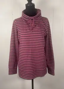 LL Bean Ultrasoft Sweats Funnelneck Pullover Women S Pink Stripe Casual Comfy **