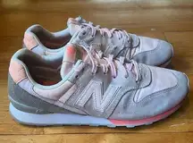 New Balance 696 Women Running Shoes Pink Gray Size 8B Suede WL696STG Sneakers