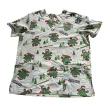 Little Miss Christmas Scrub Top Medium Women's Trees Holiday Mr Men Little Miss