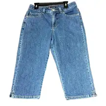 Lee Capri Blue Jeans Womens 8 Medium‎ Classic Fit Slits Hem Summer Denim Casual