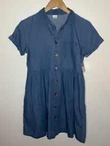 Arizona Jean Company Chambray Button Down Dress Medium Wash 100% Cotton XL 16 JR