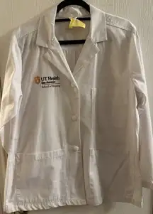 Women’s UT Health San Antonio White Nurses Short Lab Coat Size Large