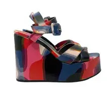 Christian Louboutin Supramariza Leather Platform Wedge Sandal 130mm Size 38