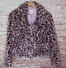 Candies | Mauve Faux Fur Leopard Print Jacket