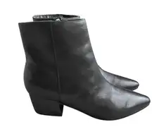 Marc Fisher Tammea Pointed Toe Leather Ankle Boots Women’s Size 7 Low Block Heel