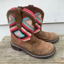 Ariat Fatbaby Aztec Heritage Twill Stripe Southwest Cowgirl Boots 6.5B 10029483