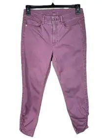 WHBM SZ 8 Skinny Crop Jeans Hi-Rise Stretch Zip-Fly Pocket Ruched Ankles Purple