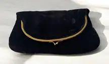 VINTAGE Coblentz Black FOLDOVER Clutch Frame Kisslock Velvet Fully Lined Gold