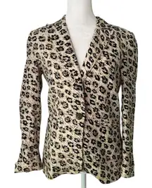 Joie cream, tan & black leopard print linen blazer size 0