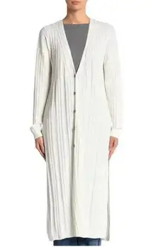 FREE PEOPLE SKINNY MINI RIBBED OFF WHITE CARDIGAN SIZE S