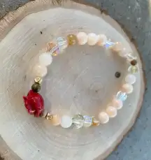 🌹 Handmade Pink opal + Citrine + Aura Quartz + Agate Bracelet ✨