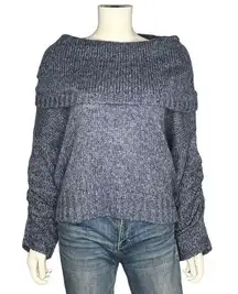 Nine West Off the Shoulder Cowl Neck Blue Sweater Size M