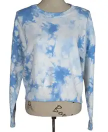 Intermix  Celine Tie Dye Crewneck Sweater White and Blue Size Medium