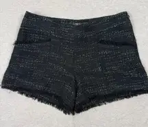 Ann Taylor LOFT Tweed Fringe Shorts Black White Sparkle Women's Size 2