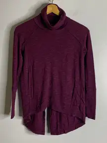 Free people xs purple cowl‎ neck open back long sleeve top