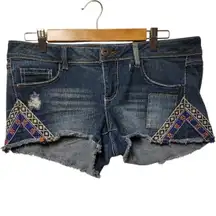 Embellished Denim Cutoff Shorts Juniors 11 Y2K Festival Coastal‎ Cowgirl Beachy