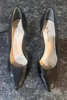 Touch Of Nina High Heel Stiletto Sparkle Sequin Black Shoes Size 7.5 Formal