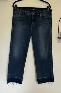 Silver Jeans Co Izzy Wide Leg Crop Raw Hem Denim Blue Jeans Size 33