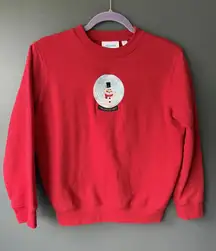 Red Sweatshirt with Snowman Embroidery