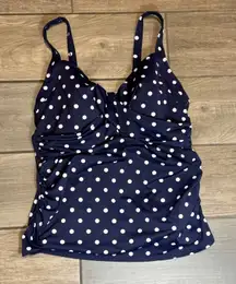 Lands' End Tankini Top Swimsuit Polka Dot Ruched‎ Plus Size 16W