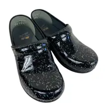 Dansko XP 2.0 Patent Leather Black Colorful Confetti Sparkle Slip On Clogs 37 7