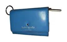 Kate Spade Blue Leather Keychain Wallet Polka Dot Interior Used Women’s One Size